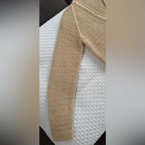 Vince Crochet Cardigan Sweater in Straw Tan Size Medium V733478715 Retail $395 - Picture 6 of 16